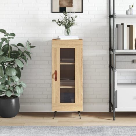 Vidaxl – Buffet chêne sonoma 34,5x34x90 cm – Bois d'ingénierie – Porte en verre pour exposition – Rangement optimisé