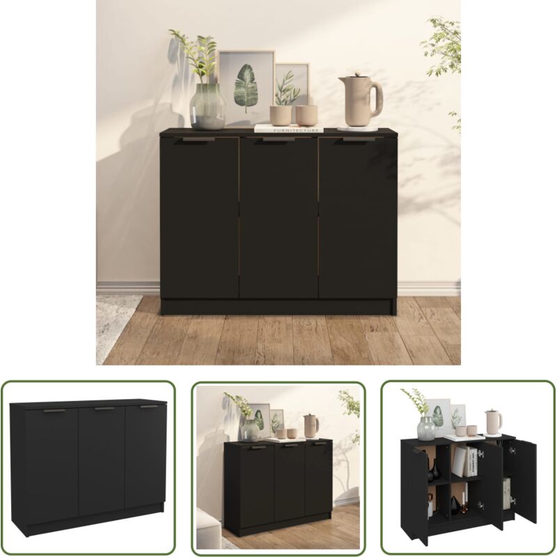 Vidaxl - Buffet Noir 90,5x30x70 cm Bois d'ingénierie