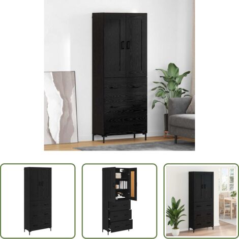 vidaXL Buffet élégant -  Haut Armoire avec tiroir 2 pcs Chêne noir Bois d'ingénierie