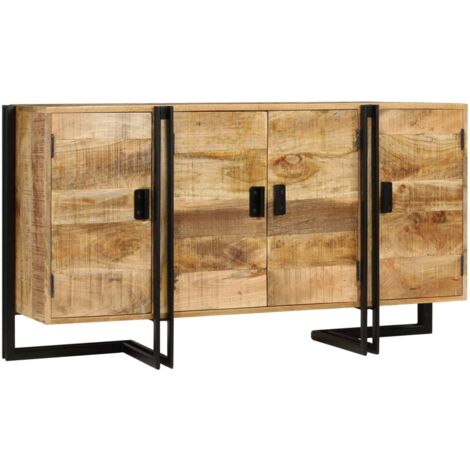 Vidaxl – Buffet en bois de manguier massif 150x40x80 cm – Grand espace de rangement – Surface polie et laquée – Acier enduit de poudre