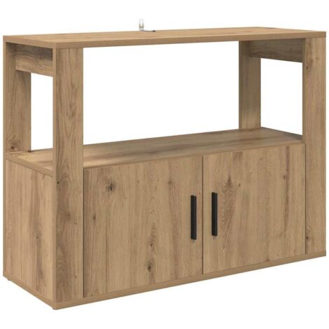 Vidaxl – Buffet chêne artisanal 80 x 30 x 60 cm – Bois d'ingénierie – 2 portes – Design moderne pour espaces contemporains