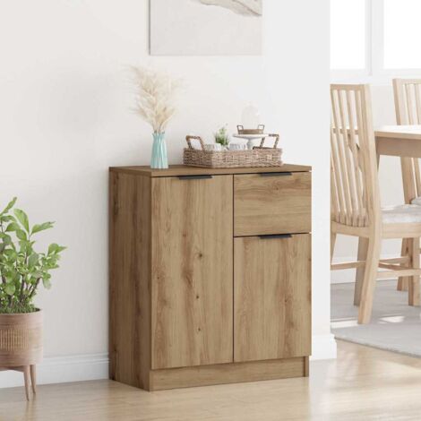 Vidaxl – Buffet en bois d'ingénierie chêne artisanal 60 x 30 x 70 cm – Avec tiroir et 2 portes – Design moderne pour salon ou salle à manger