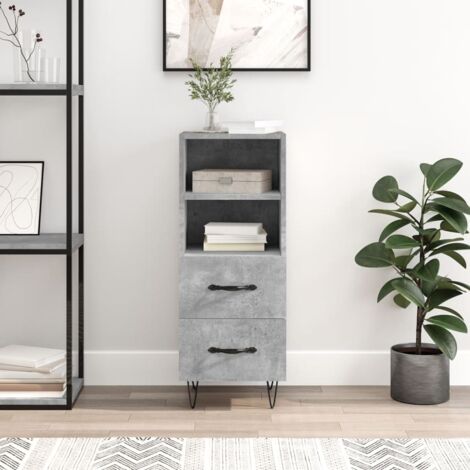 vidaXL Buffet Gris béton 34,5x34x90 cm Bois d'ingénierie