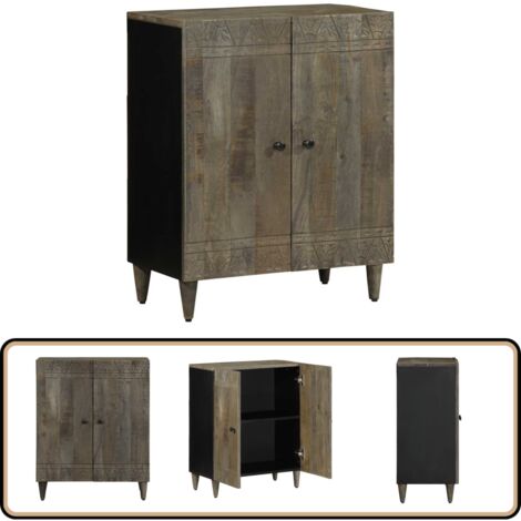 vidaXL Buffet gris clair 60x33,5x75 cm bois de manguier massif