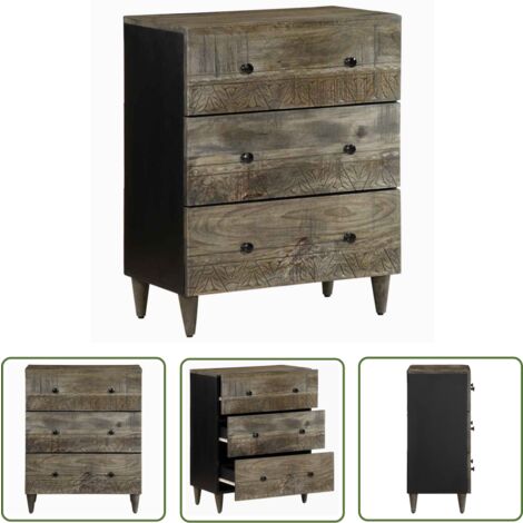 vidaXL Buffet gris clair 60x33,5x75 cm bois de manguier massif
