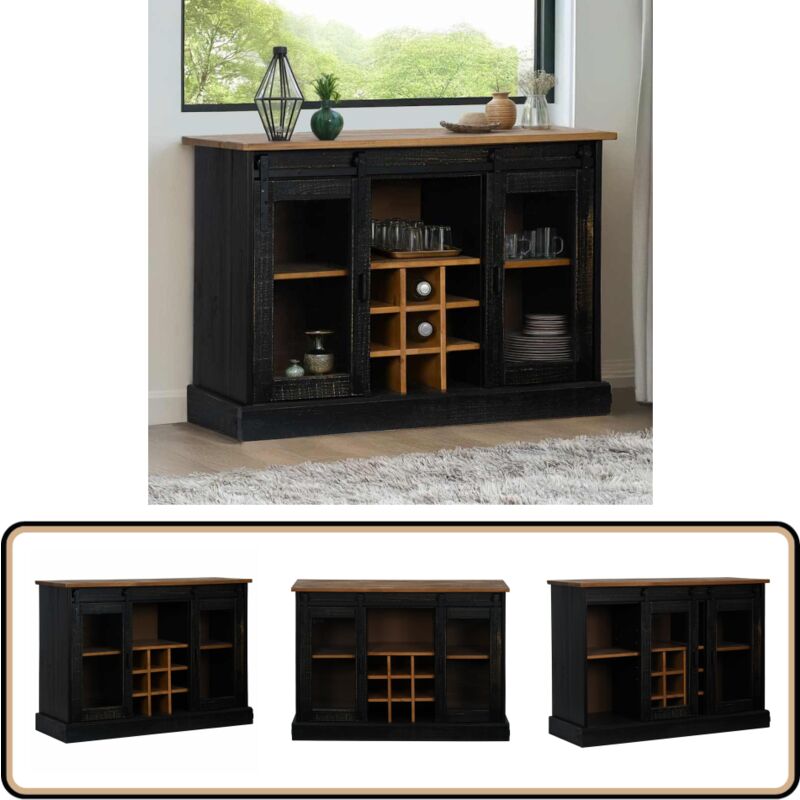 Vidaxl - Buffet halden 2 portes coulissantes noir 112x40x80 cm