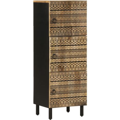 Vidaxl – Buffet haut 110 cm en bois de manguier massif – Grand espace de rangement – Compartiments pratiques avec pieds surélevés
