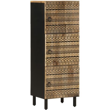 Vidaxl – Buffet haut 110 cm en bois de manguier massif – Grand espace de rangement – Compartiments pratiques avec pieds surélevés