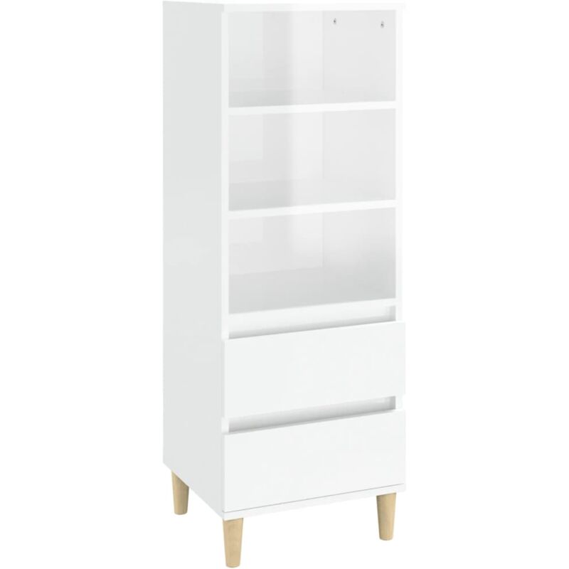 Vidaxl - Buffet haut Blanc brillant 40x36x110 cm Bois d'ingénierie
