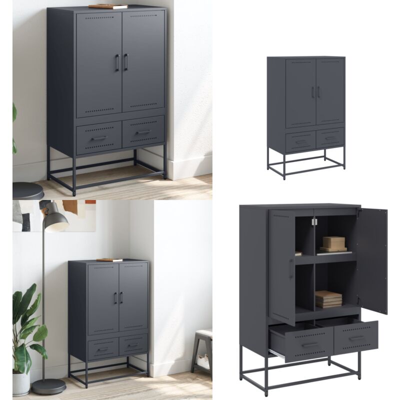 Vidaxl - Buffet haut anthracite 68x39x111,5 cm acier