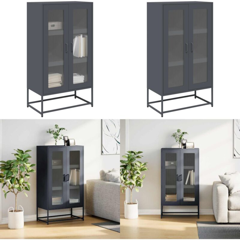 Vidaxl - Buffet haut anthracite 68x39x123 cm acier