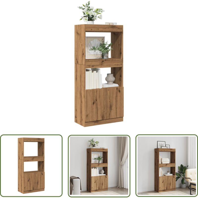 The Living Store - vidaXL Buffet haut chêne artisanal 63x33x140 cm bois d'ingénierie
