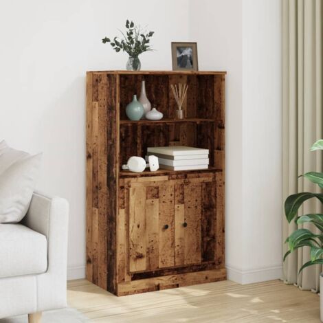 Vidaxl – Buffet haut en bois d'ingénierie vieux bois 60x35,5x103,5 cm – Grand espace de rangement – Design intemporel pour intérieur élégant