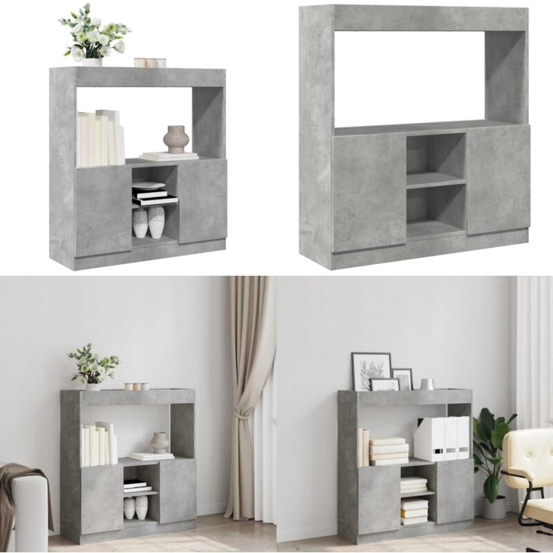 Vidaxl - Buffet haut gris béton 92x33x100 cm bois d'ingénierie