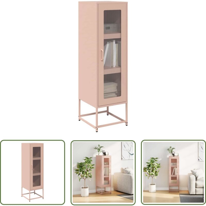 The Living Store - vidaXL Buffet haut rose 36x39x123 cm acier laminé à froid