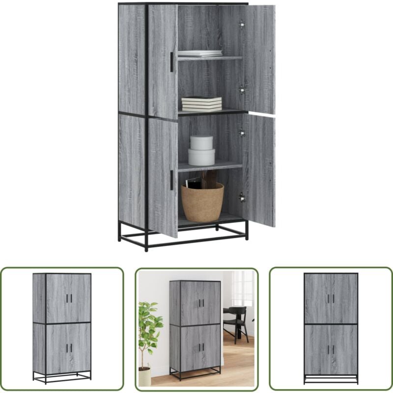 The Living Store - vidaXL Buffet haut sonoma gris 68x35x139 cm bois d'ingénierie