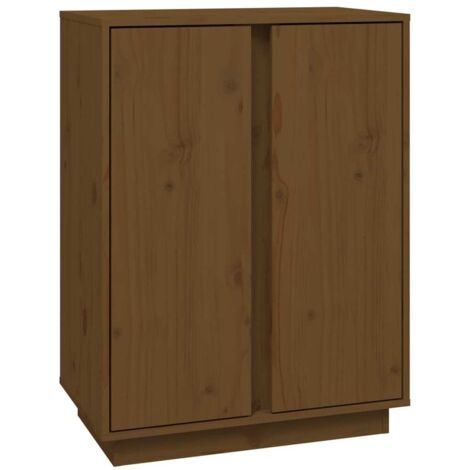 Vidaxl – Buffet en bois de pin massif marron miel 60x35x80 cm – Grand espace de rangement pour objets décoratifs – Montage facile avec fixation murale