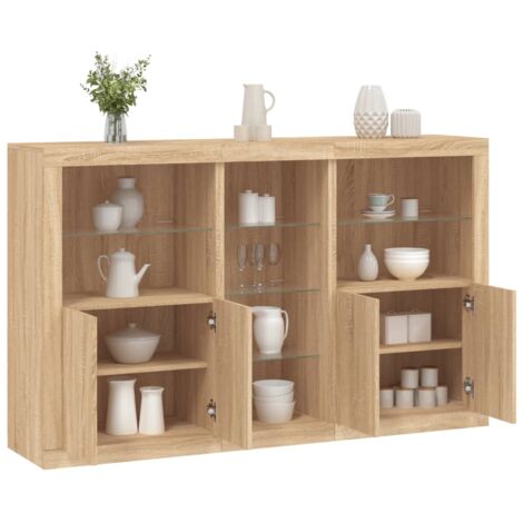 vidaXL Buffet mit LED-Lichtern Sonoma-Eiche 162x37x100 cm