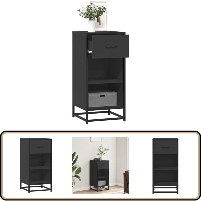Vidaxl - Buffet noir 35,5x35x76 cm bois d'ingénierie et métal