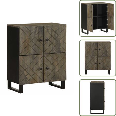 vidaXL Buffet noir 60x33x75 cm bois massif de manguier