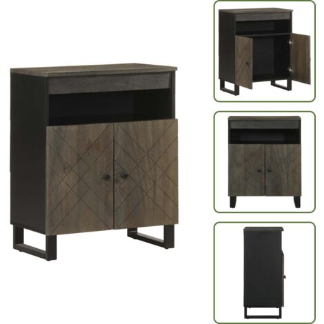vidaXL Buffet noir 60x33x75 cm bois massif de manguier