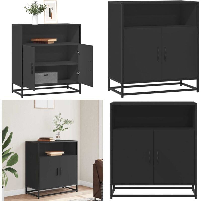 Vidaxl - Buffet noir 68x35x76 cm bois d'ingénierie