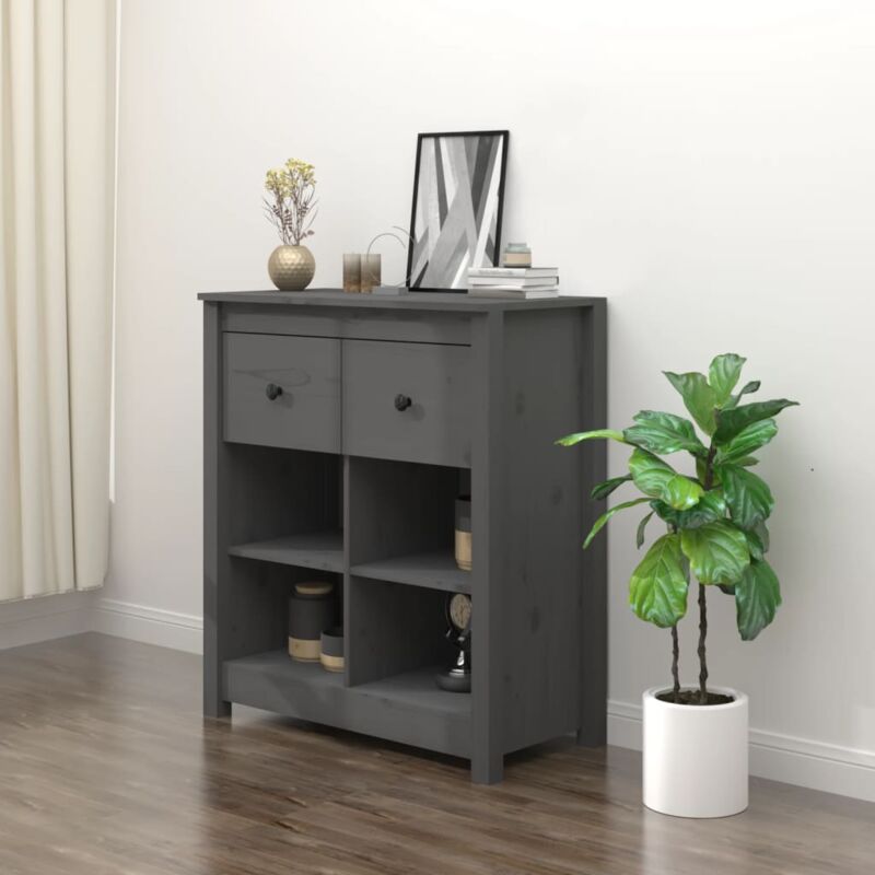 Vidaxl - Buffet Gris 70x35x80 cm Bois massif de pin