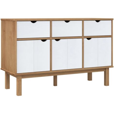vidaXL Buffet OTTA Marron et blanc 114x43x73,5 cm Bois massif pin