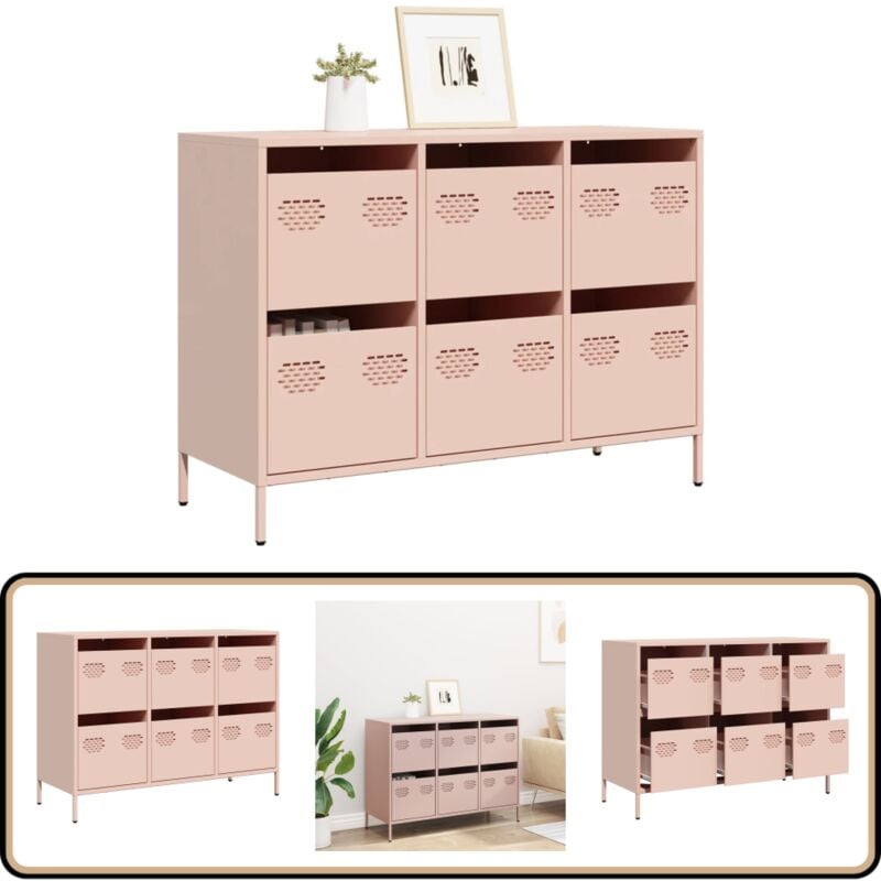 Vidaxl - Buffet rose 101,5x39x73,5 cm acier laminé à froid