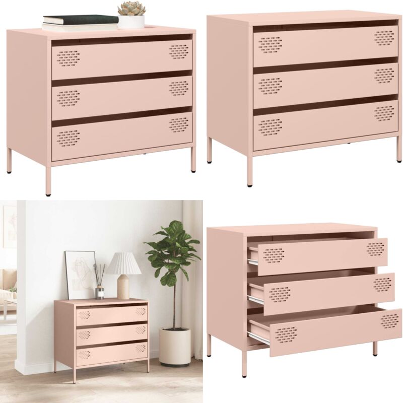 Vidaxl - Buffet rose 68x39x58,5 cm acier laminé à froid