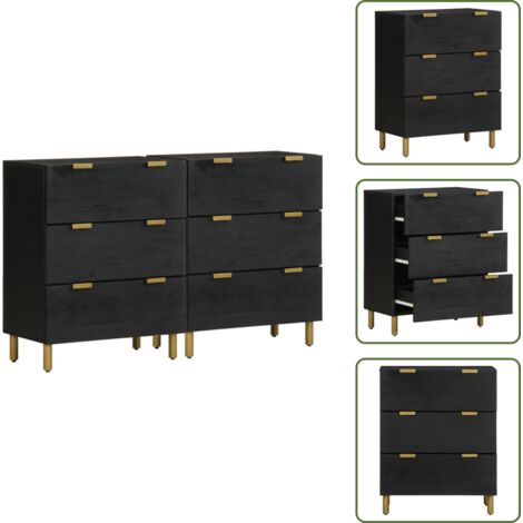 vidaXL Buffets 2 pcs noir 60x33x75 cm bois d'ingénierie