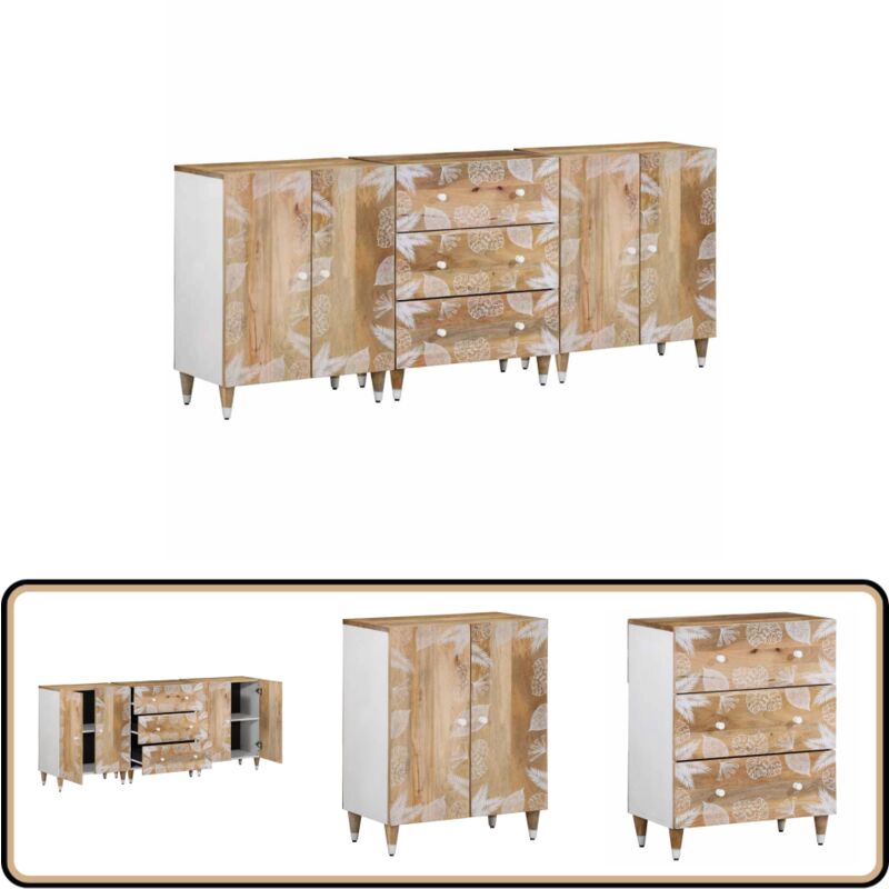 Vidaxl - Buffets 3 pcs 60x33,5x75 cm bois de manguier massif