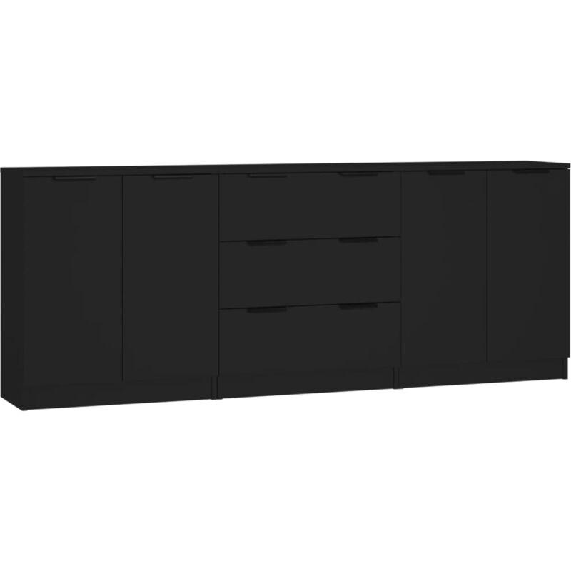 Vidaxl - Buffets 3 pcs noir bois d'ingénierie