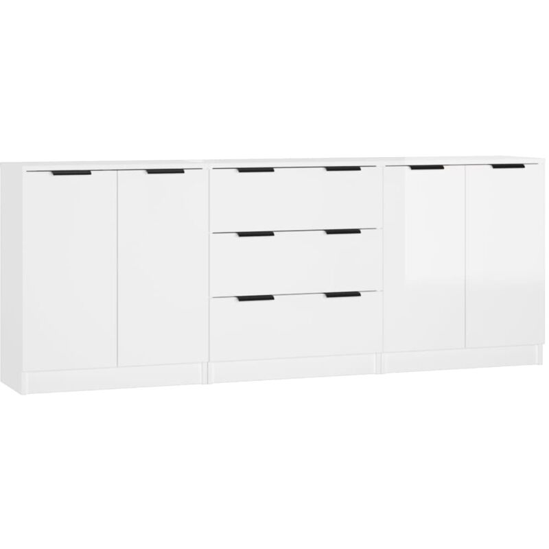 Vidaxl - Buffets 3 pcs blanc brillant bois d'ingénierie