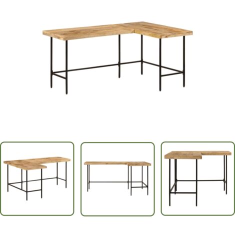 vidaXL Bureau 165x110x77 cm bois massif de manguier et fer