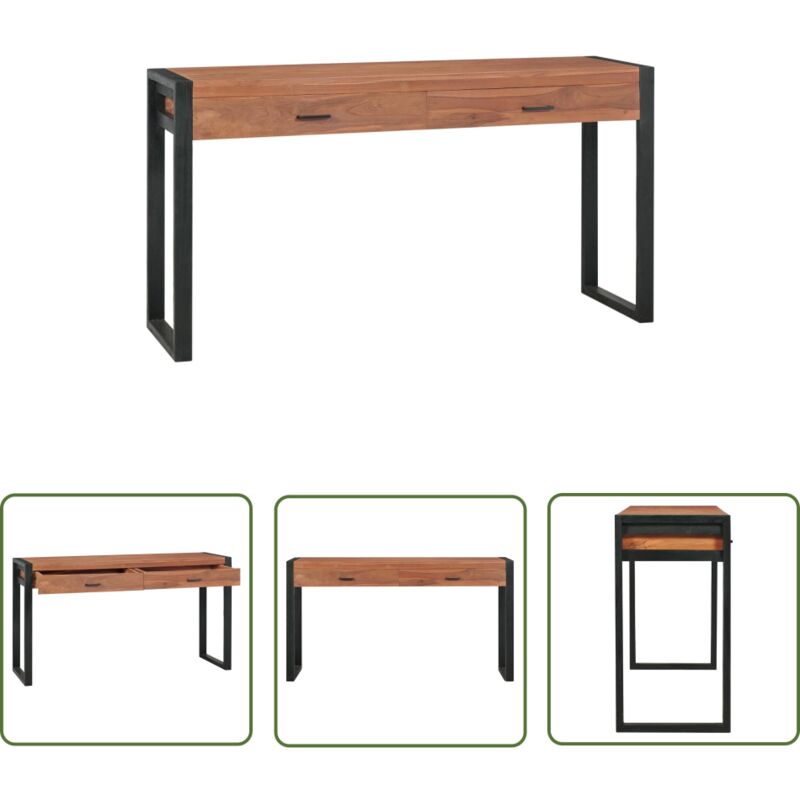 The Living Store - vidaXL Bureau avec 2 tiroirs 140x40x75 cm Bois de teck