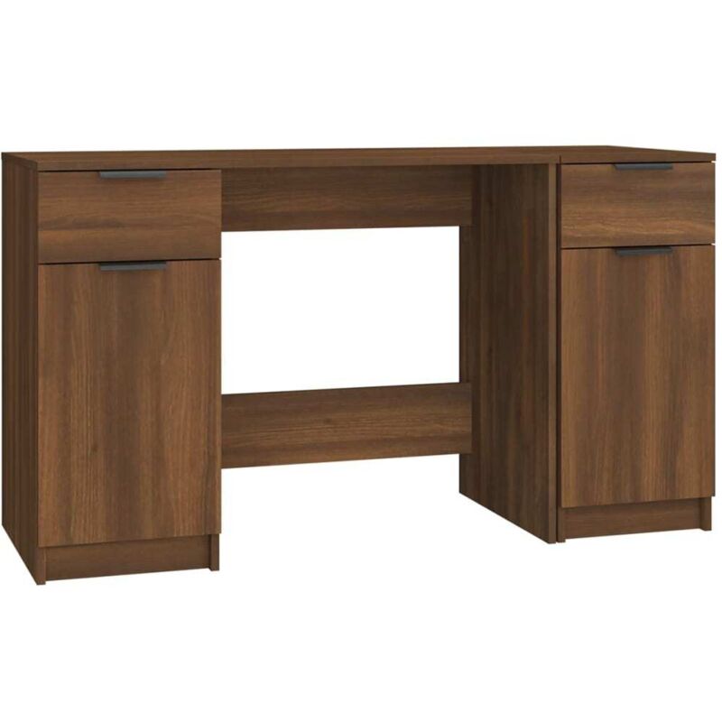 Vidaxl - Bureau avec armoire latérale Chêne marron Bois d'ingénierie