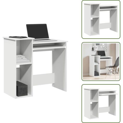 vidaXL Bureau avec étagères blanc 84x40x78 cm bois d'ingénierie