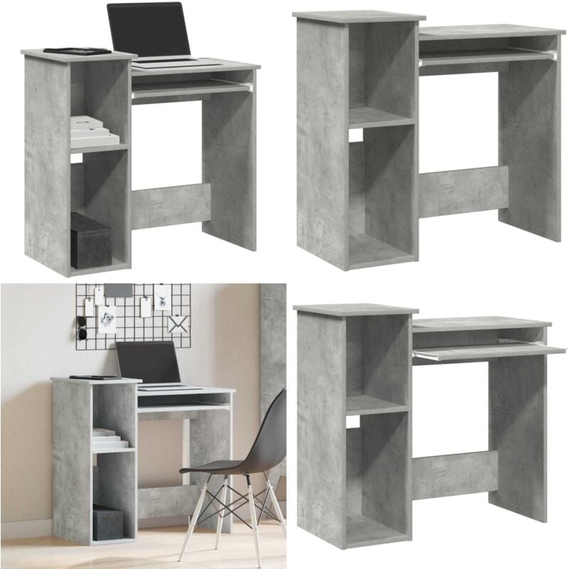 Vidaxl - Bureau avec étagères gris béton 84x40x78 cm bois d'ingénierie