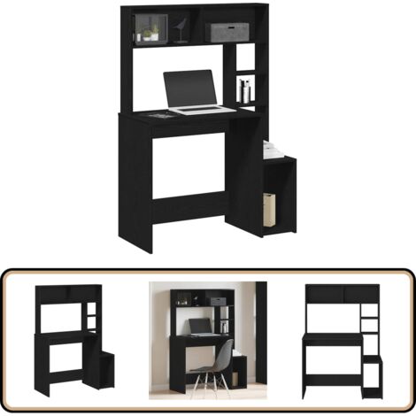 vidaXL Bureau avec étagères noir 100x45x140 cm bois d'ingénierie