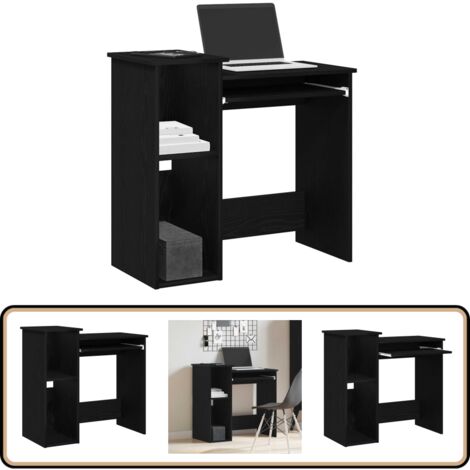 vidaXL Bureau avec étagères noir 84x40x78 cm bois d'ingénierie