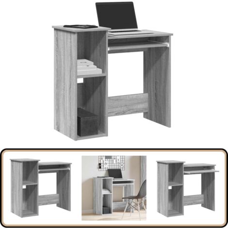 vidaXL Bureau avec étagères sonoma gris 84x40x78 cm bois d'ingénierie