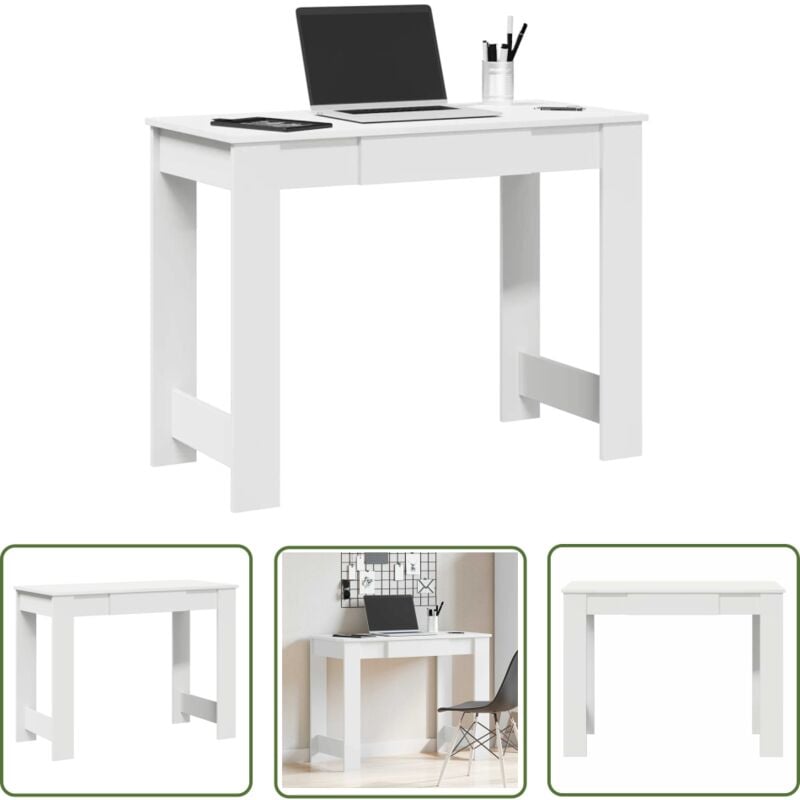 The Living Store - vidaXL Bureau blanc 100x45x75 cm bois d'ingénierie
