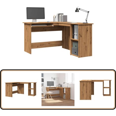 vidaXL Bureau d'angle chêne artisanal 120x140x75 cm bois d'ingénierie