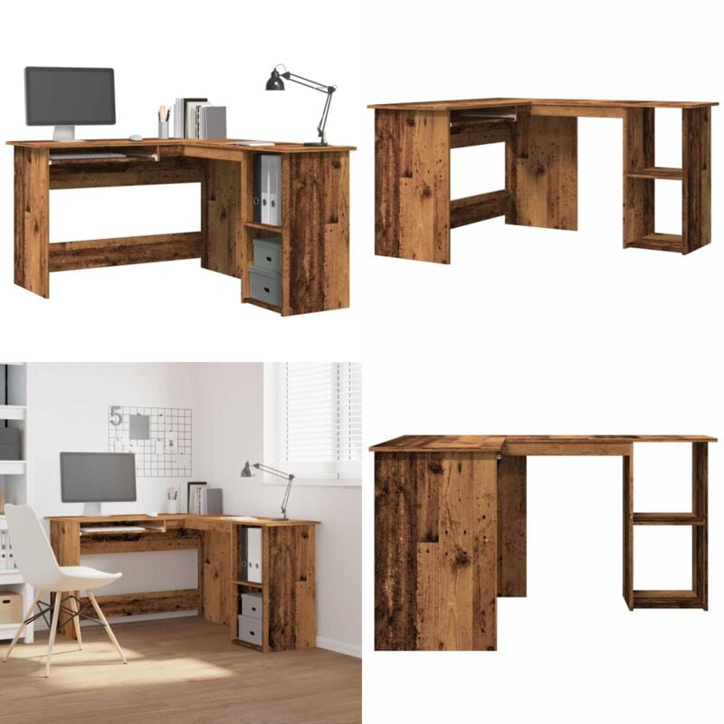 Vidaxl - Bureau d'angle vieux bois 120x140x75 cm bois d'ingénierie