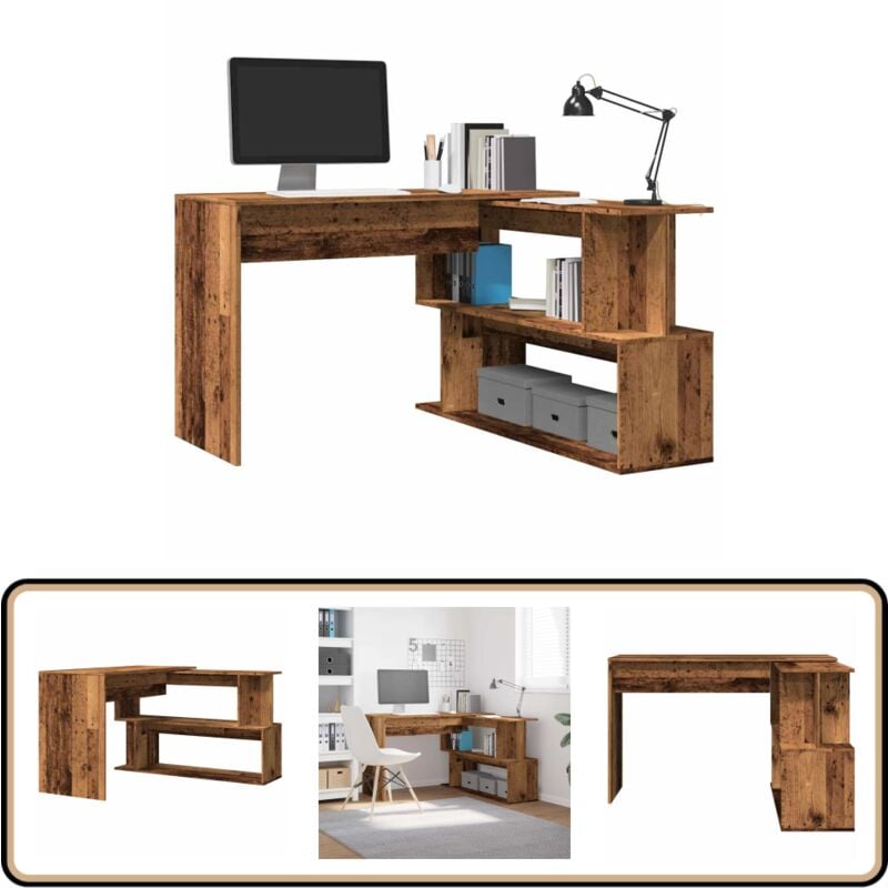 Vidaxl - Bureau d'angle vieux bois 200,5x50x76 cm bois d'ingénierie