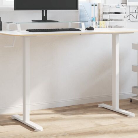 Vidaxl – Bureau debout réglable blanc 94-135 cm – Acier enduit de poudre – Largeur 60 cm – Hauteur 70-114 cm – Capacité 70 kg