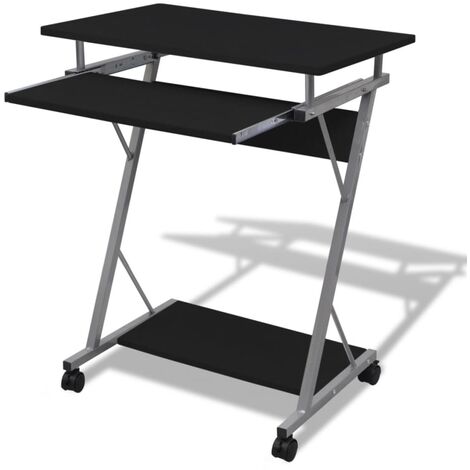 Vidaxl – Bureau d'ordinateur compact noir avec plateau à clavier – Dimensions 60x40cm – Hauteur 74cm – Cadre acier pour espaces réduits