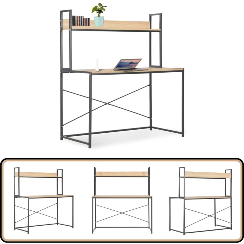 Vidaxl - Bureau d'ordinateur Noir et chêne 120 x 60 x 138 cm