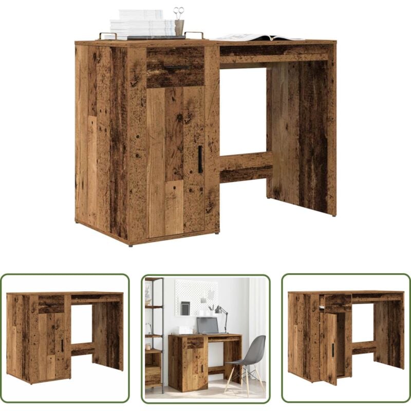 The Living Store - vidaXL Bureau vieux bois 100x49x75 cm bois d'ingénierie